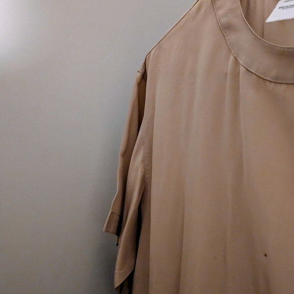 Vtg Alfred Sung Tan Silk Blouse. Made in Canada. Roomy Sz 4. - Picture 5 of 14